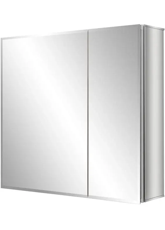 Fundin Bathroom Mirror Medicine Cabinet Aluminum Storage Cabinet 30 x 26 inch Beveled Edge Frameless Double Sided Mirror Door Recess or Surface Mount with 5X Magnifying Makeup Mirror