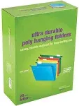 645587 Poly Hanging File Folders 5-Tab Letter-Size, Asstd Colors, 20/BX