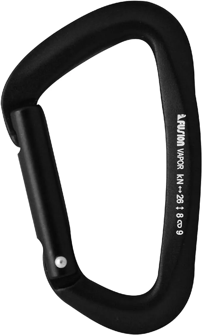 FUSION Climb Vapor III Military Tactical Matte Edition Aluminum Straight Gate Key Nose Modified D Carabiner Black, Hunting Carabiner (FP-8122-3ST-BLK)