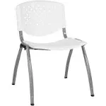 Flash Furniture HERCULES Series 880 lb. Capacity White Plastic Stack Chair with Titanium Gray Powder Coated Frame