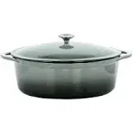 MegaChef 7 Quarts Oval Enameled Cast Iron Casserole in Gray