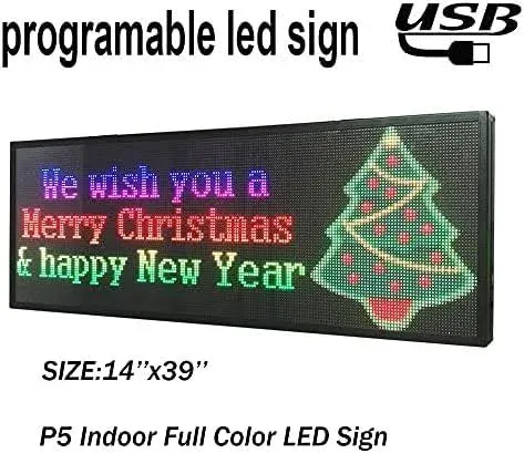 P5 39&#034;x14&#034; Programmable LED sign Scrolling Message Digital Board Indoor Full ...