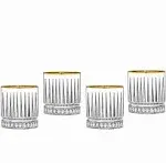 Godinger 28275 Avenue Rim Double Old Fashion Glass, Gold - Set of 4