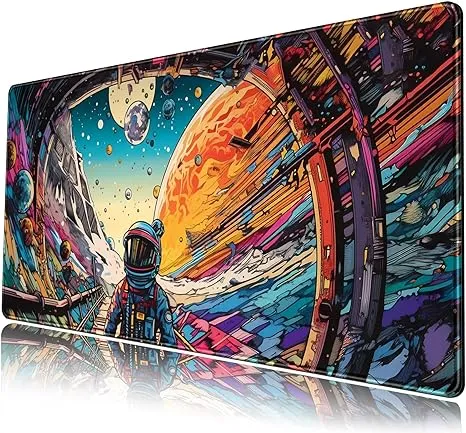 Strange Planet Mouse Pad Desk Mat Space Scene Large Gaming Mouse Pad Anime Desk Pad Mousepad XXL Extended Keyboard Mat Futuristic Spaceship Cosmic