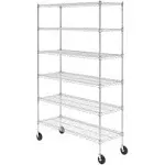 SafeRacks NSF Certified Storage Shelves, Heavy Duty Steel Wire Shelving Unit with Wheels and Adjustable Feet, Used as Pantry Shelf, Garage or Bakers Rack Kitchen Shelving - (18"x48"x72" 6-Tier)