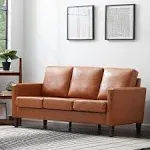 Edenbrook Archer Upholstered Couch - Couches for Living Room - Camel Faux Leather Couch - Living Room Furniture - Small Couch - SEATS Three - Straight