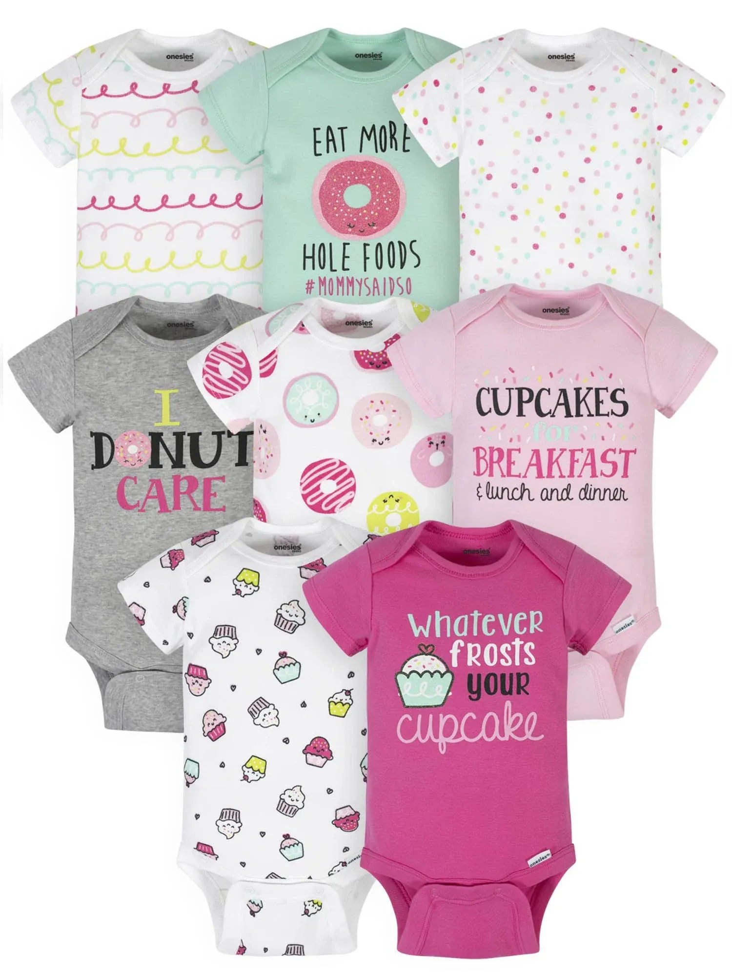 Onesies Brand baby-girls 8-pack Short Sleeve Mix & Match Bodysuits