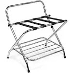 USTECH Luggage Rack Patented 2 Shelf X-Shape with Nylon Straps and High Back Support | Durable Suitcase Rack for Guest Room, Bedroom , Entryway | Heavy Duty, Foldable Luggage Rack Stand for Suitcases