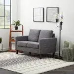 Edenbrook Archer Upholstered Loveseat – SEATS Two - Straight Arm Modern Design, Charcoal