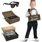 Ring Bearer Gift Set by Stache & Sons | Box Includes Two-Sided Sign, Ring Bearer Sunglasses, Wedding Ring Box | Ring Bearer Proposal | Ring Bearer Gifts