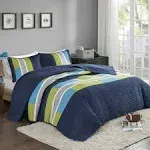 Comfort Spaces Pierre Mini Quilt Set, Full/Queen, blue/navy