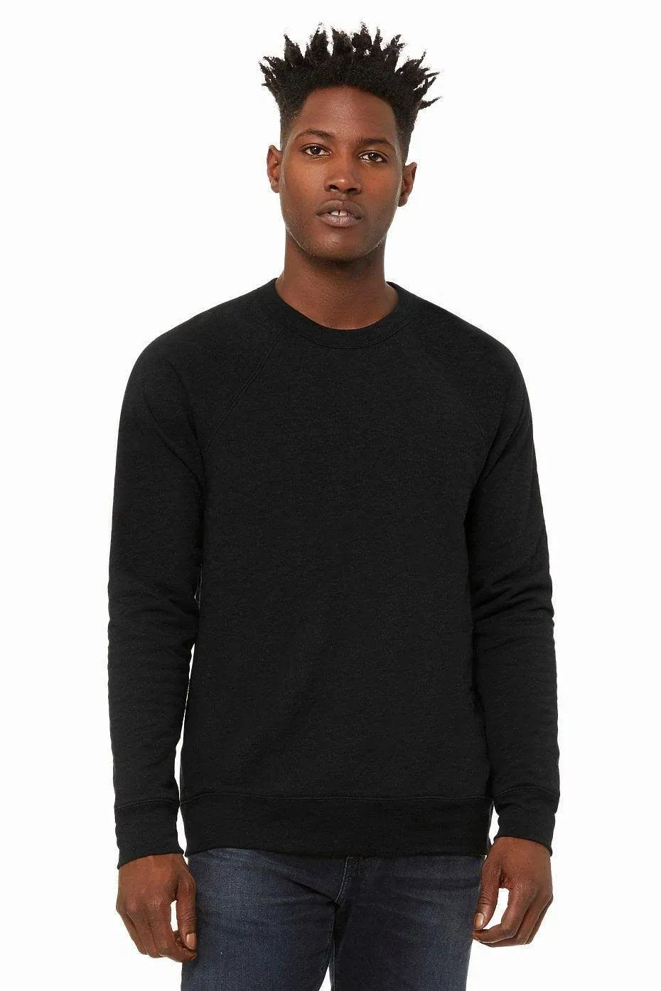 Bella + Canvas 3901 unisex Sponge Fleece Crewneck Sweatshirt - Black Heather - S