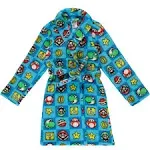 Super Mario Boys' Plush Bath Robe - Blue, 6 - 7