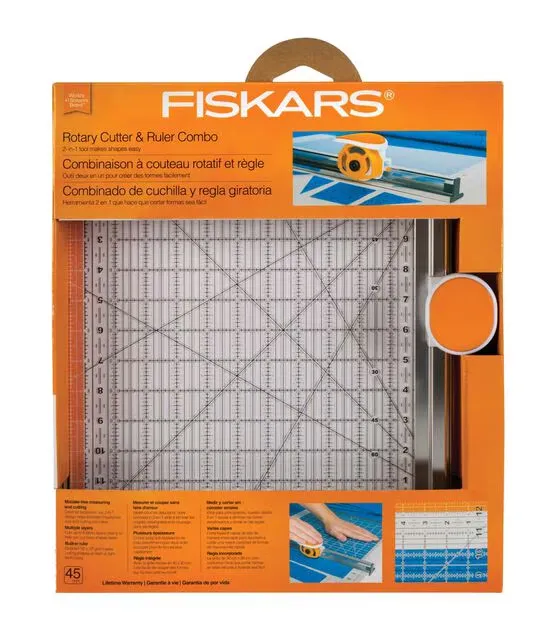 Fiskars Rotary Ruler Combo For Fabric Cutting-12"X12