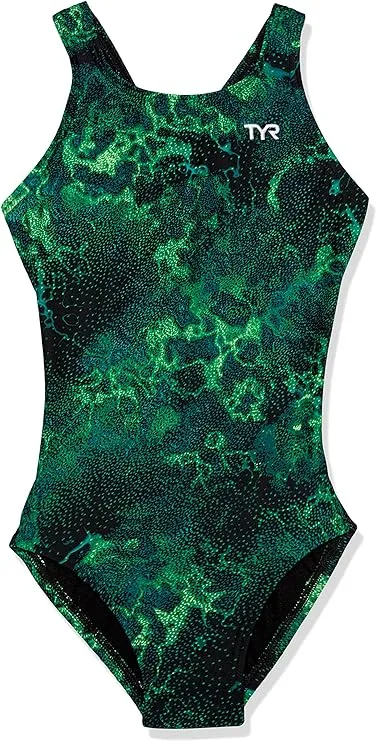 TYR Girls' Diploria Maxfit One Piece Swimsuit - Green - Swimoutlet.com