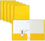 Better Office Products Yellow Paper 2 Pocket Folders with Prongs