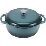 Amazon Basics Enameled Cast Iron Covered Round Dutch Oven, 6 Quart, Gray