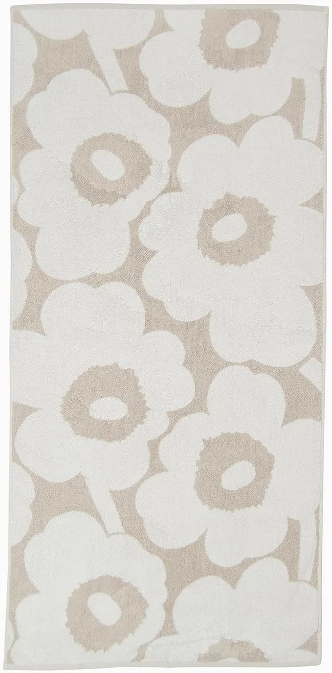 MARIMEKKO Unikko Terry Cotton Hand Towel (Charcoal) – Floral Patterned Hand Towels – 28 in x 20 in