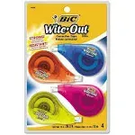 Bic White-Out Brand EZ Correct Correction Tape, 39.3 Feet, 4-Count Pack of White Correction Tape, Fast, Clean and Easy to Use Tear-Resistant Tape