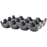 Rachael Ray Solid Glaze Ceramics Egg Tray/Holder, 12 Cup, Dark Gray