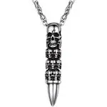 SkullBullet Necklace/Skull Feather Necklace/Skull Necklace,StainlessSteel Gothic