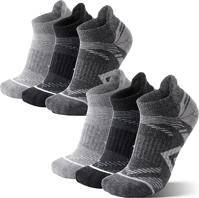 ANTSANG 6 Pairs Merino Wool Ankle Hiking Running Socks Compression Thick Cushion