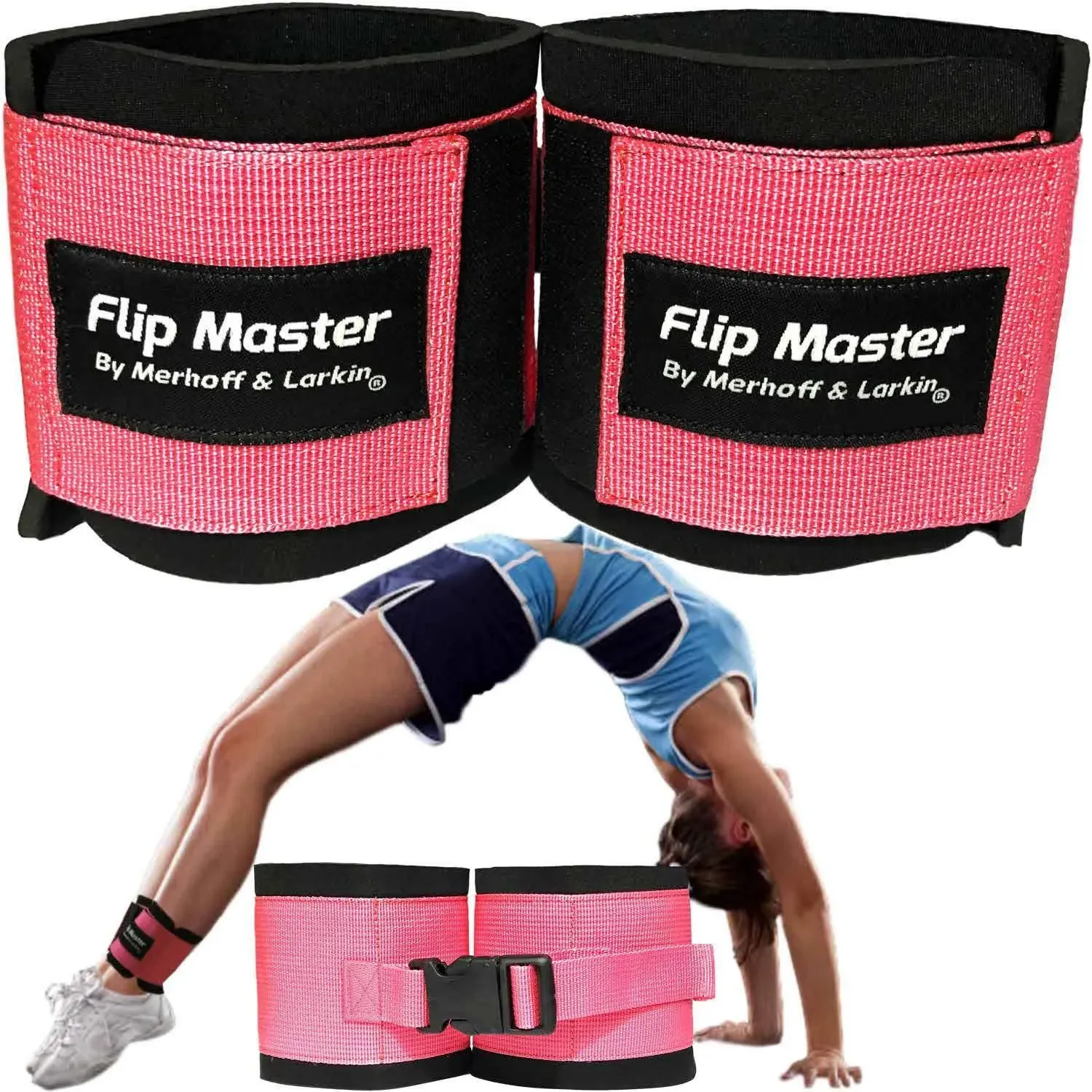 Flip Master Ankle Straps Tumbling Trainer | Gymnastics & Cheerleading Equipment For Back Flip/Tuck & Handspring Form | Adjustable Bands for Girls, Boys & Adults | For Cheer, Dance & Gymnastic Practice