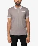 x Ray Men's Short Sleeve Zip-Neck Polo in Brown Size Large