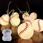 YEAMAR Baseball String Lights 20 LED 14FT Baseball Decor Battery Powered Indoor/Ourtdoor for Boys Room Bedroom Decor,Ball Sport Theme Party Decorative