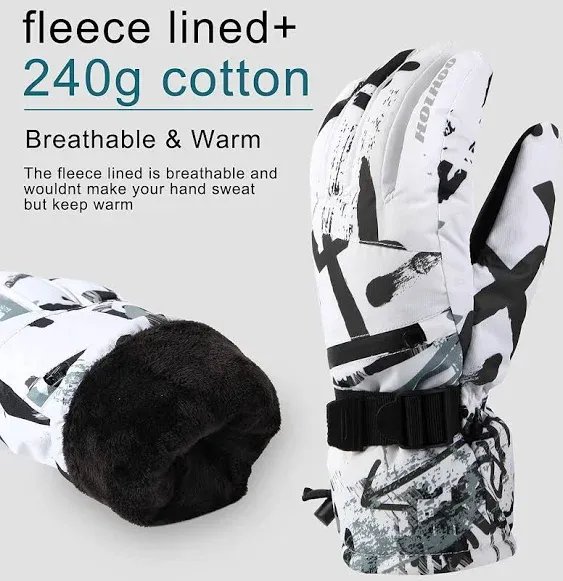 Ski Gloves, Waterproof Snow Gloves -30℉ Winter Gloves for Cold Weather Touchscreen Snowboard Gloves Warm for Men Women