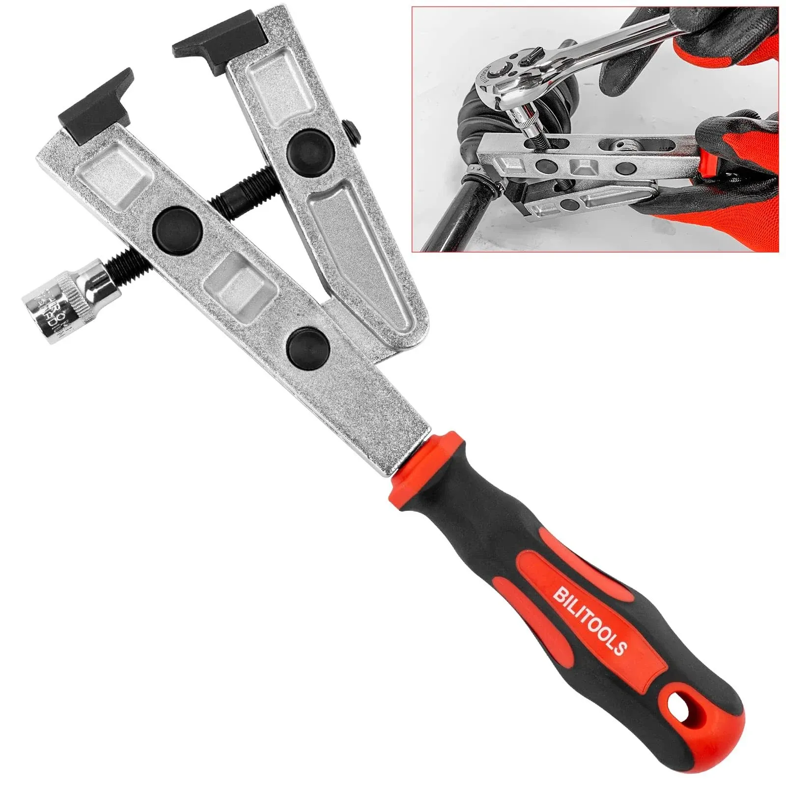 BILITOOLS Heavy Duty CV Boot Clamp Pliers, 3/8" Drive CV Joint Axle Boot Clamp Tool for Ear Clamps