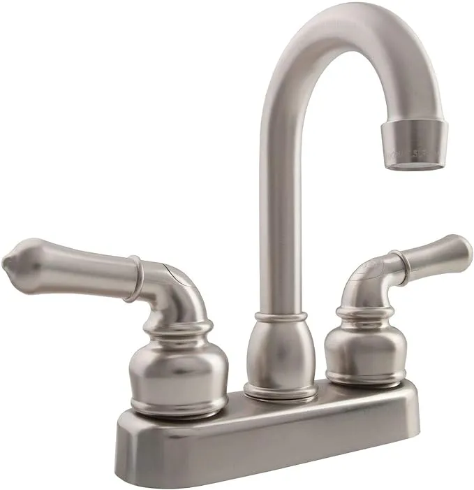 Dura Faucet (DF-PB150C-SN) RV Swivel Bar Faucet with Classical Levers - 6-inch Spout (Brushed Satin Nickel)