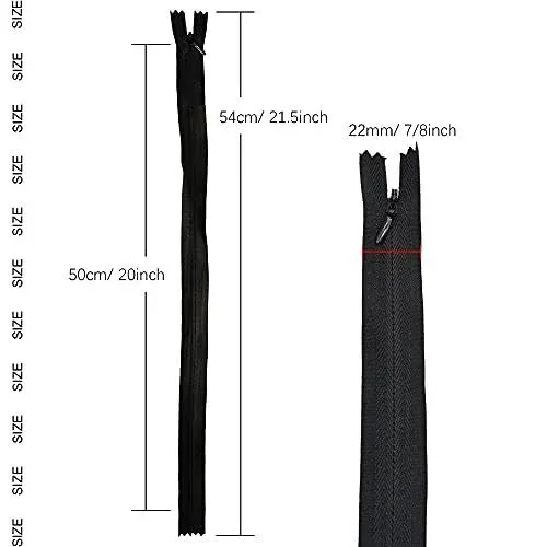 Renashed Nylon #3 Invisible Zippers 45pcs 21.5 Inch for Tailor Sewer Sewing Craft Crafter's Special Black