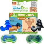 WaterDam Swimming Ear Plugs Great Waterproof Ultra Comfy Earplugs Prevent Swimmers Ear Size 34 Maybe Large Ear Men Blue Black