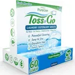 Laundry Detergent Sheets, Eco-Friendly Washing Machine Sheet,Powerful Cleaning, No Mess, Lightweight, Odor Removal, Laundry Cleaning Supplies, 60 Loads, Fresh Meadow,Pack of 1 - Purecise Toss & Go