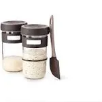 Lekue Sourdough Starter Set with 2 Jars and Silicone Spatula, Brown