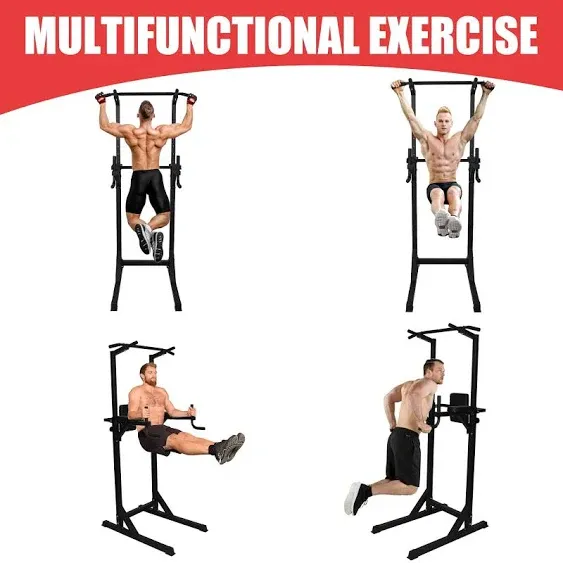 TRY & DO Power Tower Multi-Function Strength Training Dip Station Pull Up Bar Adjustable Home Gym Workout Equipment,600LBS/330LBS