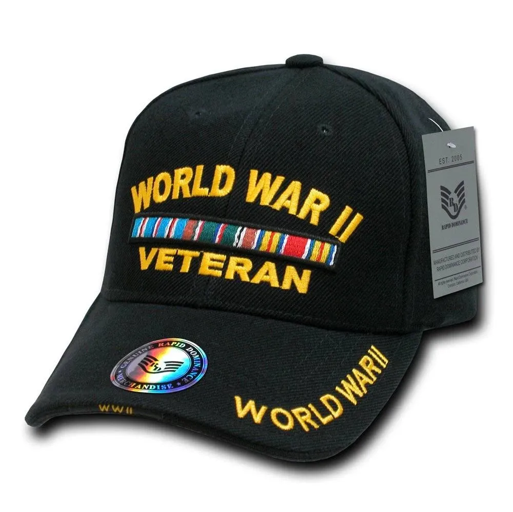 World War II Veteran Hook & Loop Strapback Baseball Hat Cap Rapid Dominance