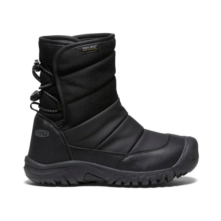 Keen Puffrider Waterproof Winter Boots - Big Kids 2 Black - Steel Grey