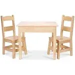 Melissa And Doug Wooden 3-Piece Table and Chair Set, Natural