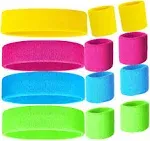 Zilo Novelties 80s Sweatbands Neon Sweatbands Set Includes Pink, Blue, Yellow and Green Headband and Wristbands, Sweat Bands Headbands for Women with Matching