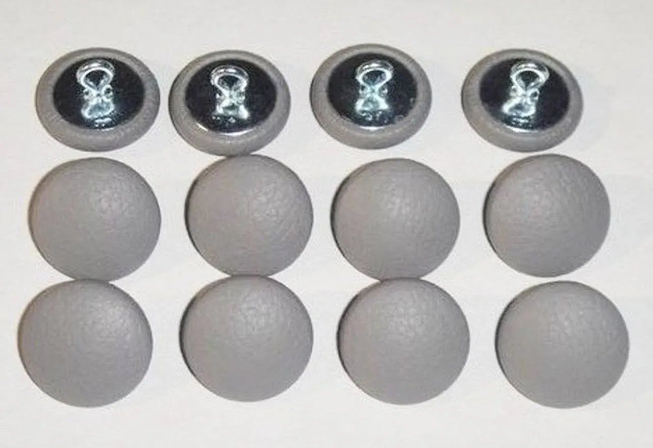 Set of 12 Wire Eye Metal Back Upholstery Buttons #30 Platinum Gray Vinyl Y