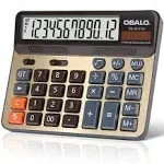 Desktop Calculator Extra Large 5-Inch LCD Display 12-Digit Big Number Accounting Calculator with Giant Response Button, Battery & Solar Powered, Perfect for Office Business Home Daily Use(OS-6815GN)