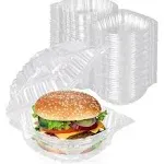 Stock Your Home Plastic 5 x 5 Inch Clamshell Takeout Trays (100 Count) Disposable Plastic Hinged Dessert Food Container