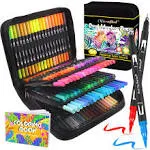 105 Colors Dual Tip Brush Pens with Brush Tip and Fine Tip for Kids Artists A...