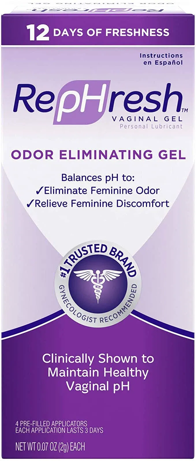 RepHresh Vaginal Gel, Odor Eliminating Gel, 4 ea (Pack of 2)