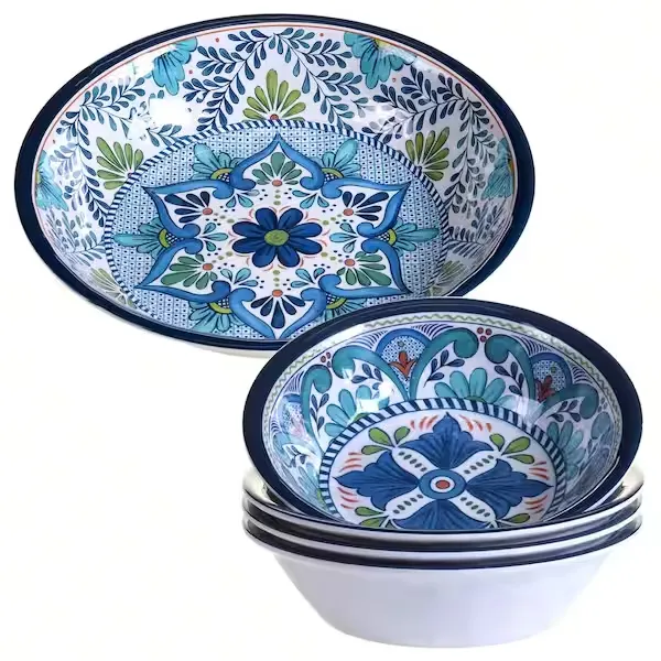 Certified International Talavera 5-Piece Blue Salad and Serving Set TAL5PC