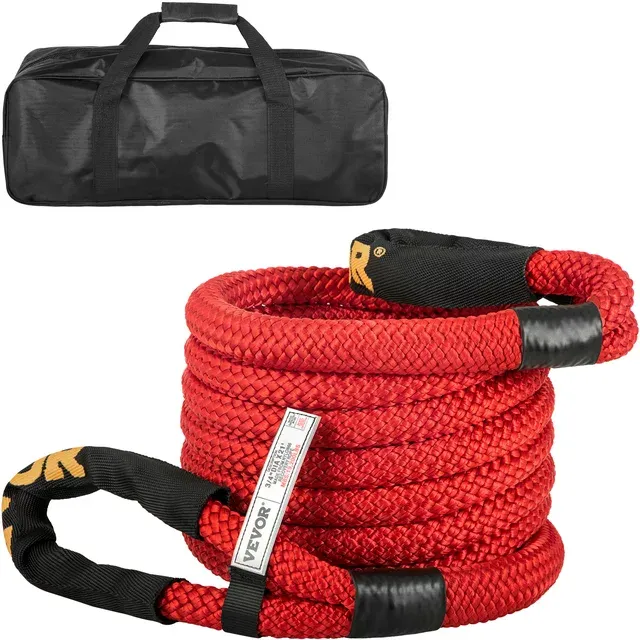 VEVOR 31.5' Recovery Tow Rope Heavy Duty Double Braided Kinetic Energy Rope w/ Loops and Protective