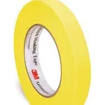 3M 06652 Automotive Refinish Masking Tape, 250 Degree F Performance Temperature, 28 lbsin Tensile Strength, 55m Length x 18mm Width, Yellow (Case of 12 Rolls)