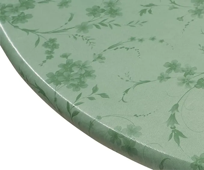 Miles Kimball Floral Swirl Vinyl Elasticized Table Cover OVAL 52X76